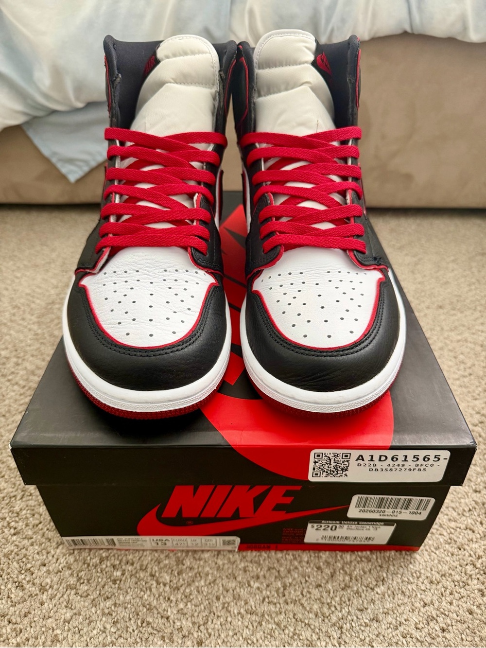 Nike Air Jordan 1 Retro High OG “Bloodline” Black/Gym Red/White